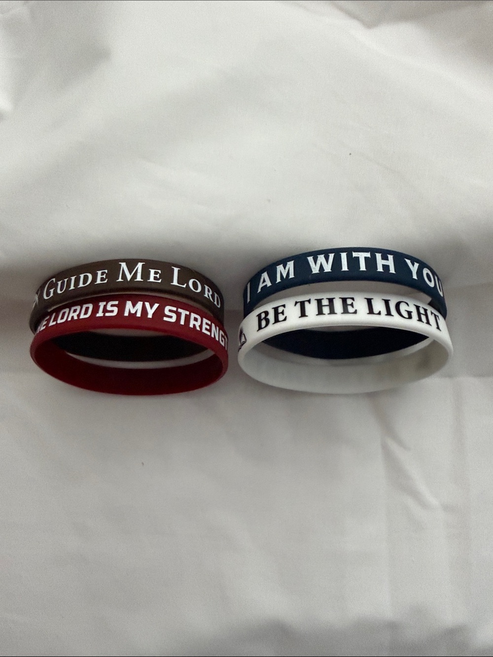 Inspirational Silicone Wristbands - Red, Navy & White